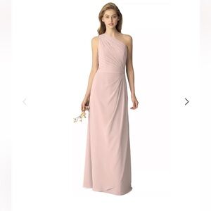 Bill Levkoff petal pink one-shoulder bridesmaids dress